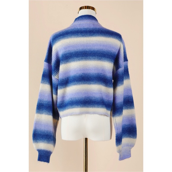 Sz M Vero Moda Elektra Stripe Sweater Sodalite Blue Detail Jacaranda NWT - Picture 3 of 4